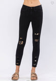 Leopard and Black Denim Jeans