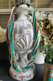 Turquoise Ivory Mocha Beaded Twist Necklace
