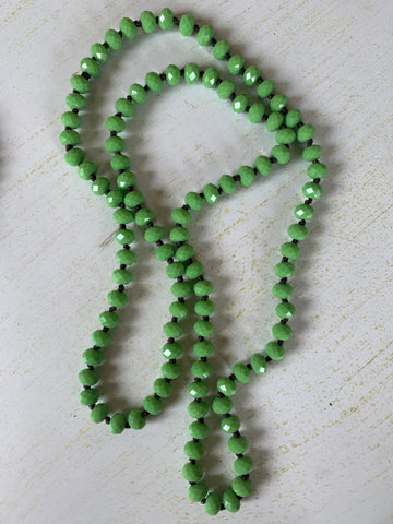 Kiwi Green Bead Mid Length Necklace