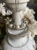 Sweet Pearl and Rhinestone Stretch Bracelet Stack