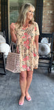 Bouquet Leopard Dress in Peach Regular and Plus