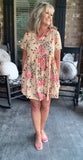 Bouquet Leopard Dress in Peach Regular and Plus