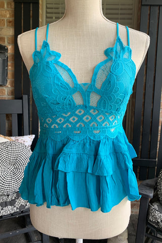 Sweet Lily Bralette Cami in Turquoise