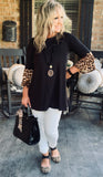 Leopard Ruffle Sleeve Top