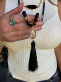 Maggie Crystal Tassel Beaded Necklace