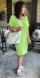 Everyday Stripes Dress in Neon Green