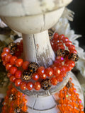 Iridescent Tangerine Leopard Stretch Bracelet Stack