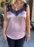 Crystals and Lace Blouse in Mauve