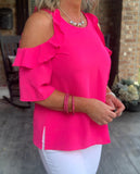 Brunch Date Blouse in Hot Pink S