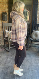 Grey Plaid Sherpa Hoodie