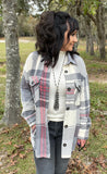 Casually FrilLEE Plaid Shacket in Grey