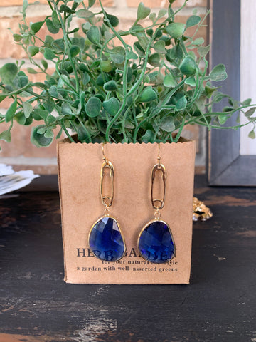 Classy Crystal Earrings in Royal Blue