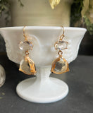 Clear and Light Taupe Crystal Earrings