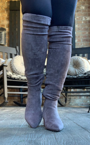 Sassy Suede Boots in Grey