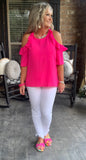 Brunch Date Blouse in Hot Pink S
