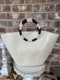 Woven Straw Tassel Tote in Ivory