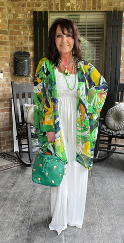 Sipping Cocktails Kimono in Kelly Green