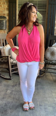 Keep It Simple Top in Hot Pink M XL 1X