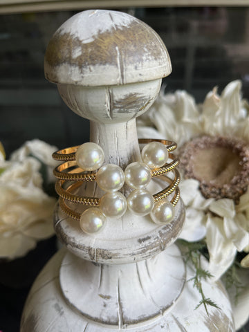 Gold Pearl Melody Cuff Bracelet