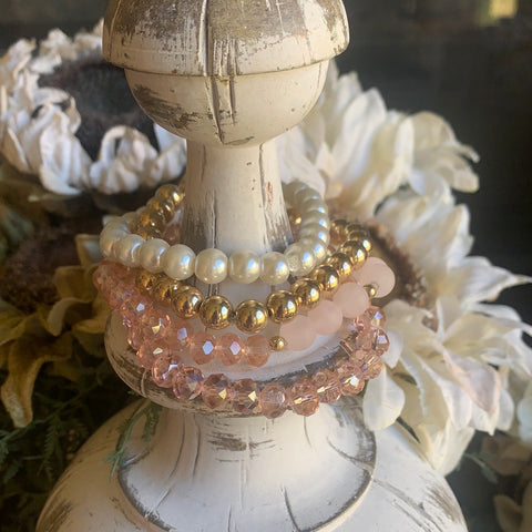 Pearl and Pink Bracelet Stack